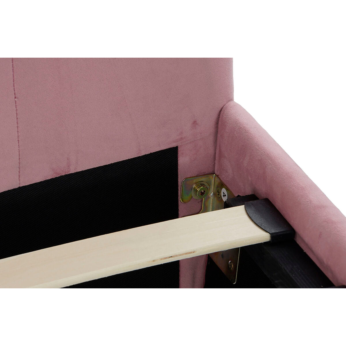 Letto DKD Home Decor Rosa Metallo Legno Poliestere Alluminio (187 x 210 x 137 cm)