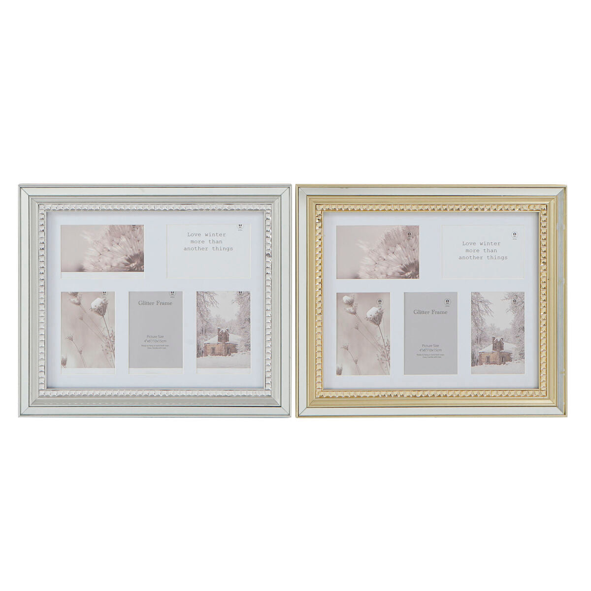 Cornice Portafoto DKD Home Decor Luxury Argentato Dorato Tradizionale (46,5 x 2 x 40 cm) (2 Unità)