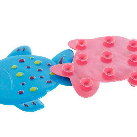 Tappeto da bagno DKD Home Decor 13 x 1 x 10,5 cm Azzurro Rosa Per bambini PVC Pesce (2 Unità)
