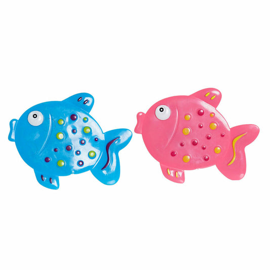 Tappeto da bagno DKD Home Decor 13 x 1 x 10,5 cm Azzurro Rosa Per bambini PVC Pesce (2 Unità)