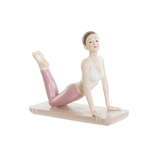 Statua Decorativa DKD Home Decor Rosa Resina Yoga (16 x 6 x 13 cm)