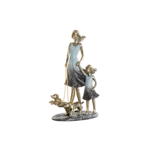 Statua Decorativa DKD Home Decor Azzurro Dorato Resina Moderno Famiglia (16 x 9,5 x 24 cm)