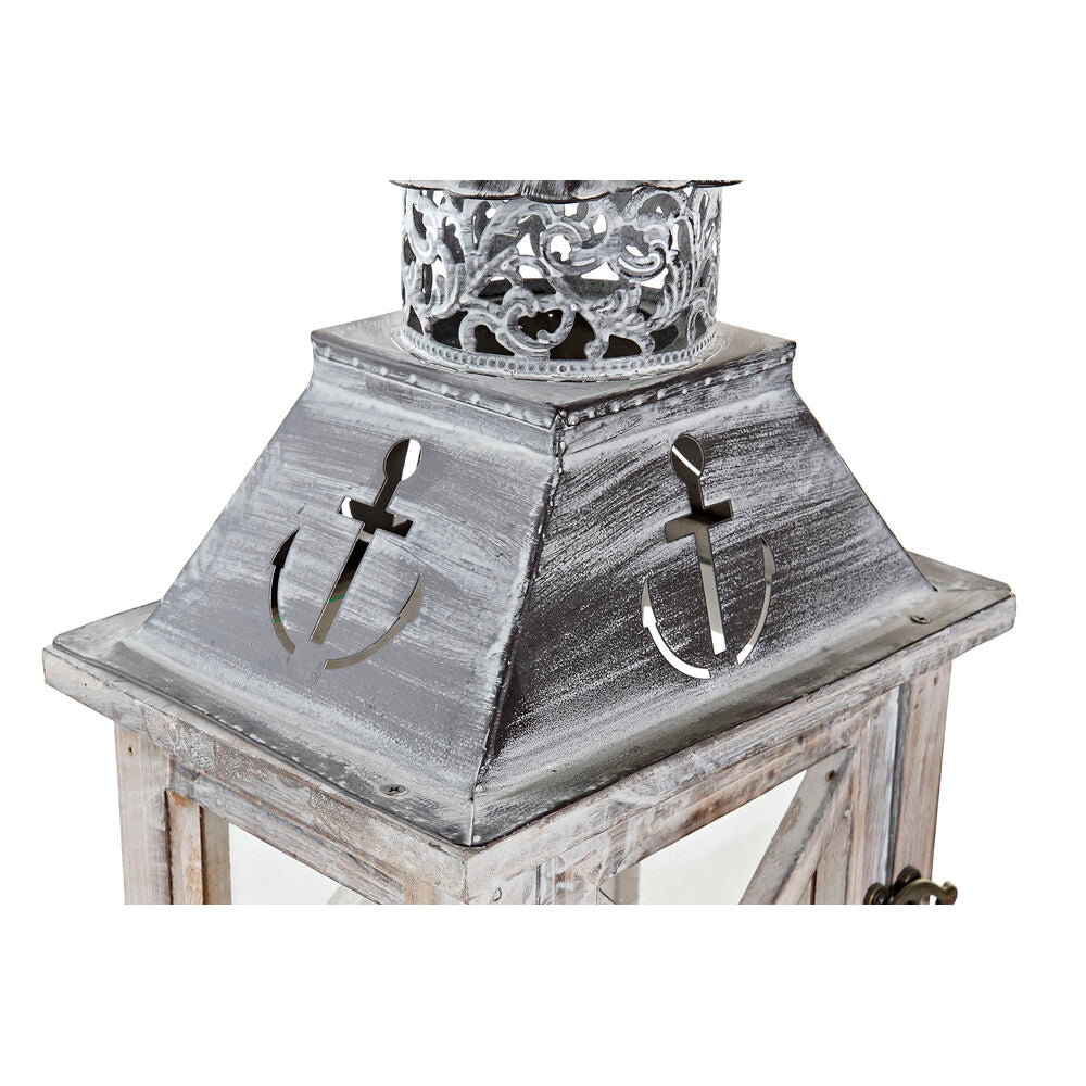 Lanterna DKD Home Decor Ancora Cristallo Grigio Legno Marrone (19 x 14 x 34 cm)