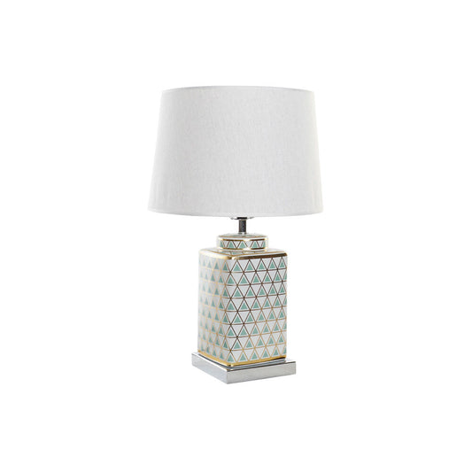 Lampada da tavolo DKD Home Decor Mosaico Porcellana Dorato Poliestere Menta Bianco 220 V 60 W (35 x 35 x 57 cm) (35 cm)