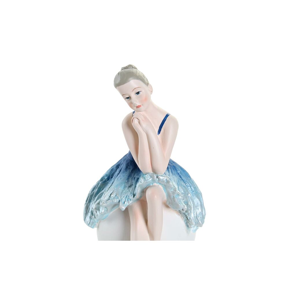 Statua ballerina seduta DKD Home Decor Azzurro Resina (8.2 x 13 x 14.5 cm)