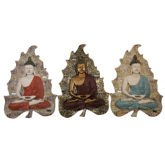 Decorazione da Parete DKD Home Decor Buddha Resina (19 x 3.1 x 26.5 cm) (3 pezzi)