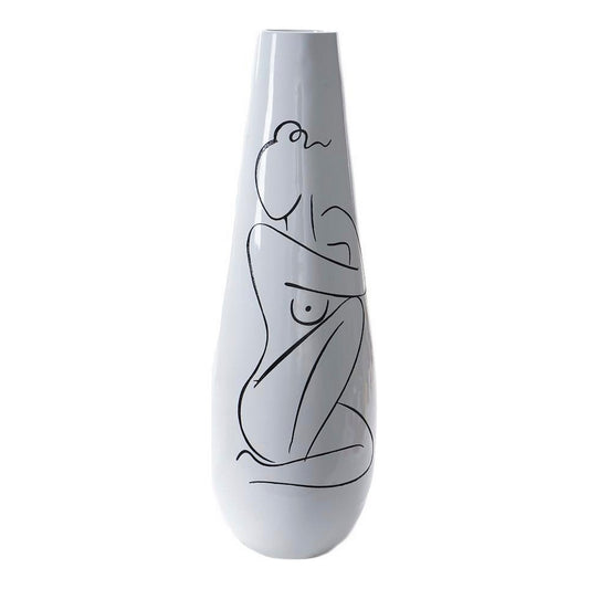 Vaso DKD Home Decor Abstract Bianco Resina Moderno (31.5 x 31.5 x 95.5 cm)