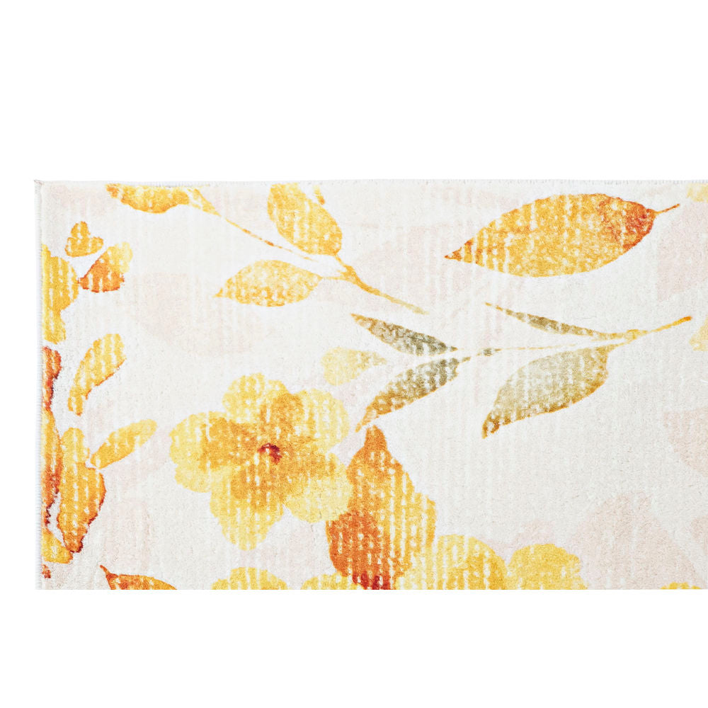 Tappeto DKD Home Decor Giallo Bianco Poliestere Cotone Fiori (200 x 290 x 0.5 cm)