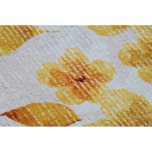 Tappeto DKD Home Decor Giallo Bianco Poliestere Cotone Fiori (200 x 290 x 0.5 cm)