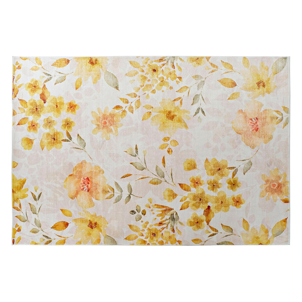 Tappeto DKD Home Decor Giallo Bianco Poliestere Cotone Fiori (200 x 290 x 0.5 cm)