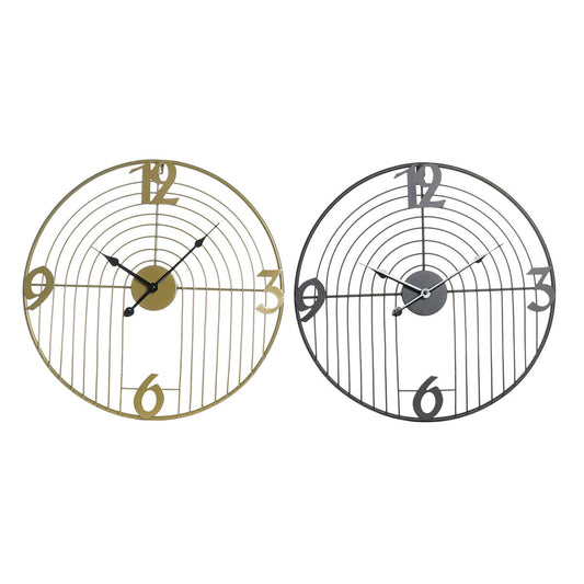 Orologio da Parete DKD Home Decor Nero Dorato Metallo (45 x 3 x 45 cm)