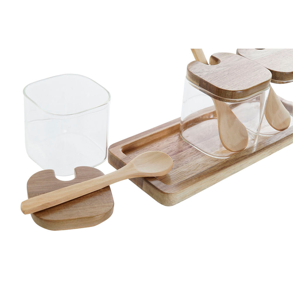 Set di 3 Barattoli DKD Home Decor Bambù Vetro Borosilicato (20.5 x 8 x 1.5 cm) (3 pcs) (150 ml)