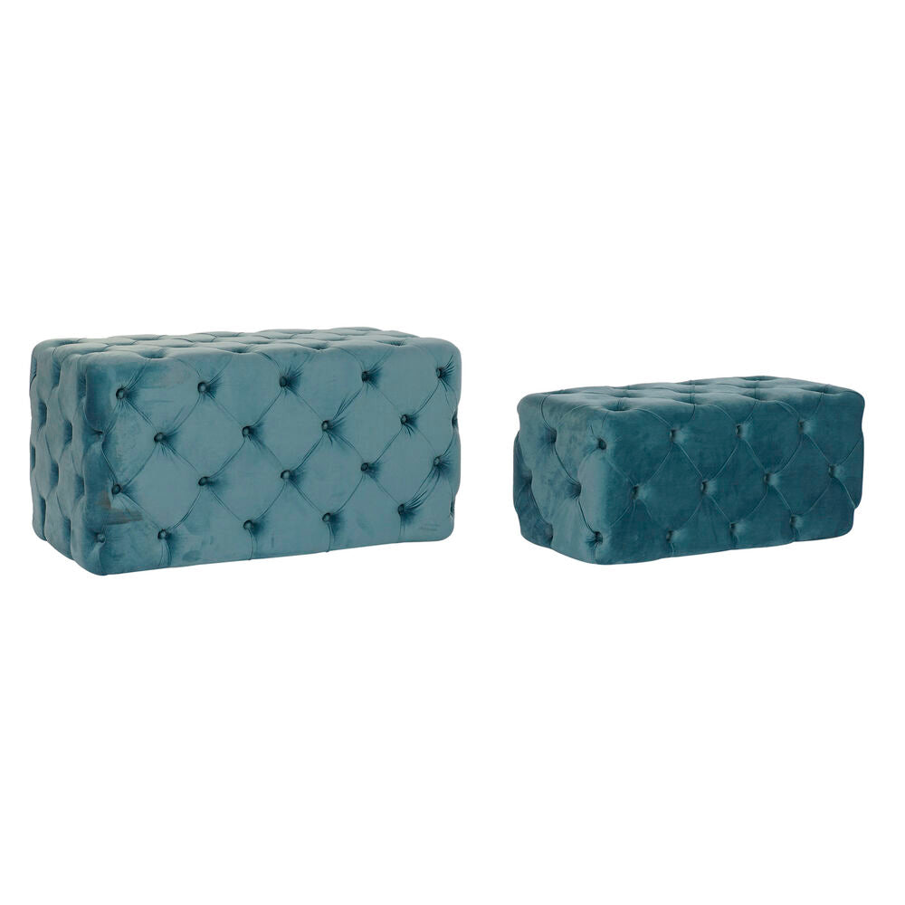 Panca DKD Home Decor Azzurro (88 x 53 x 47.76 cm) (76 x 38 x 35 cm) (2 pezzi)