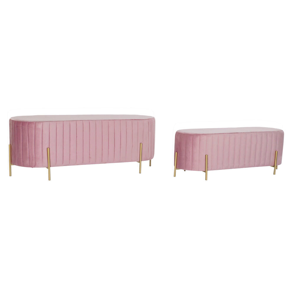 Panca DKD Home Decor Rosa (123 x 50 x 45 cm) (105 x 39 x 37 cm) (2 pezzi)