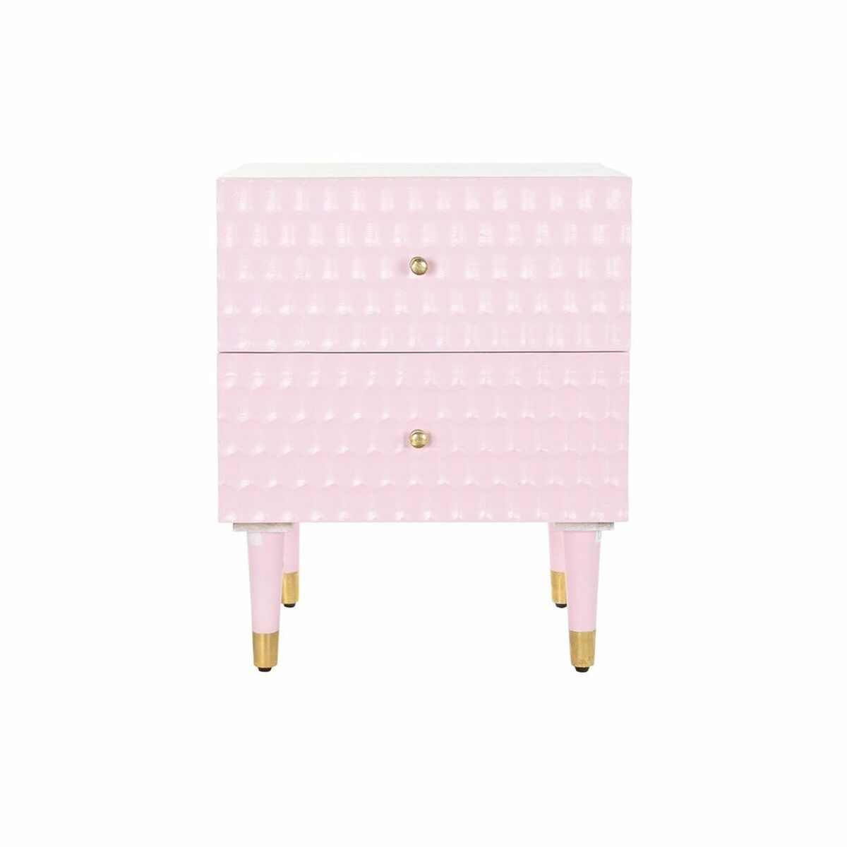 Comodino DKD Home Decor 52 x 42 x 65 cm Metallo Rosa chiaro Legno di mango