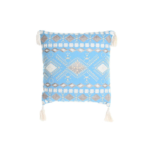 Cuscino DKD Home Decor Azzurro Poliestere Cotone Bianco (40 x 15 x 40 cm)