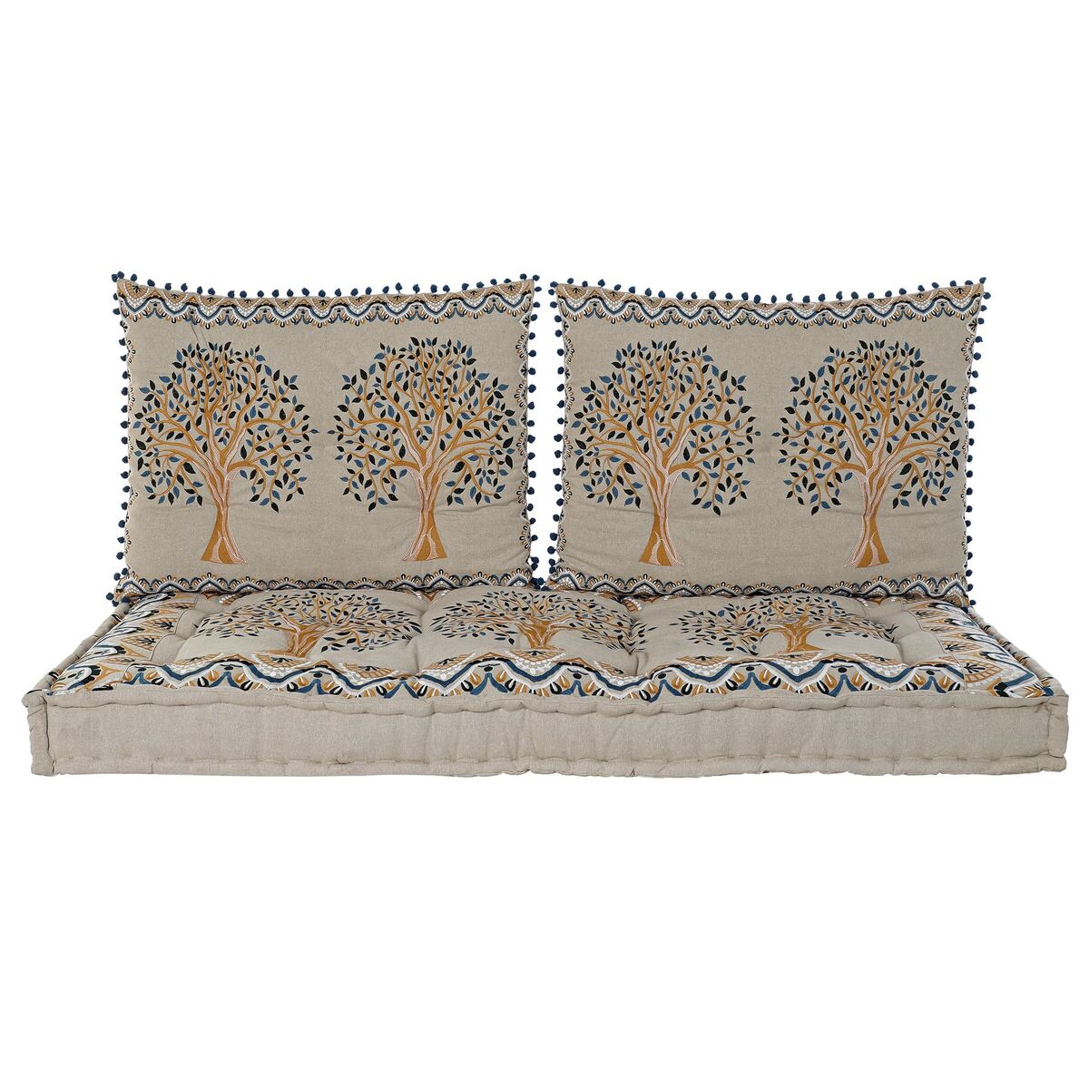 Poltrona DKD Home Decor 145 x 76 x 1 cm Beige Azzurro Giallo