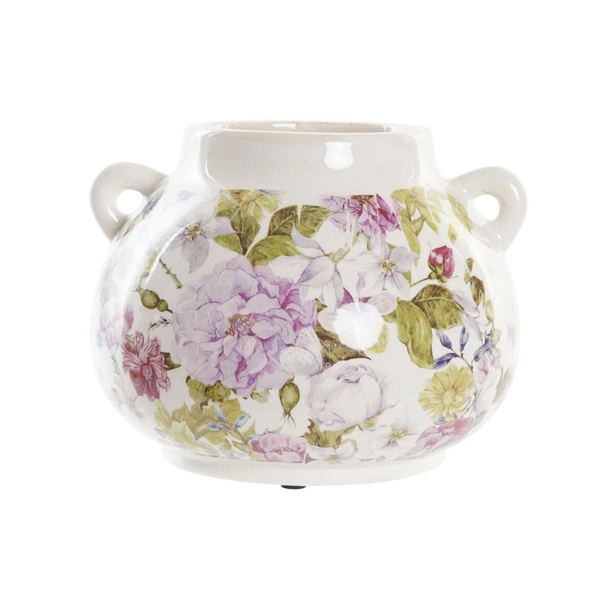 Vaso DKD Home Decor Bianco Verde Rosso Granato Gres Shabby Chic (21 x 20 x 16 cm)