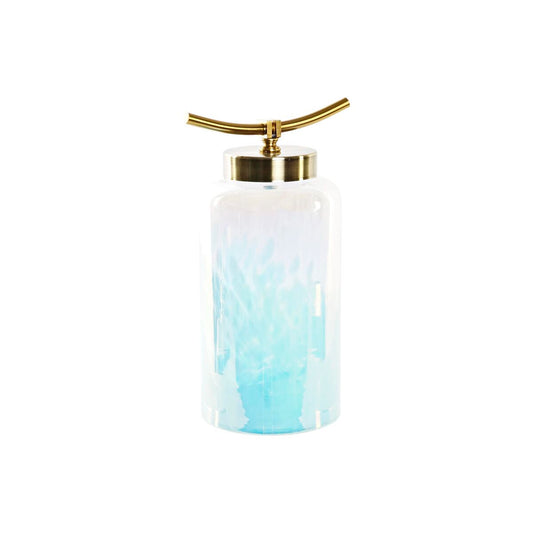 Vaso DKD Home Decor Cristallo Azzurro Dorato Metallo Mediterraneo (19 x 15 x 33 cm) (Ø 14 cm)