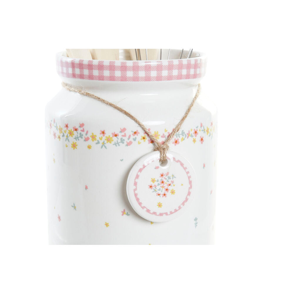Set di Utensili da Cucina DKD Home Decor Fiori MDF Dolomite (1 L) (12 x 12 x 22 cm)