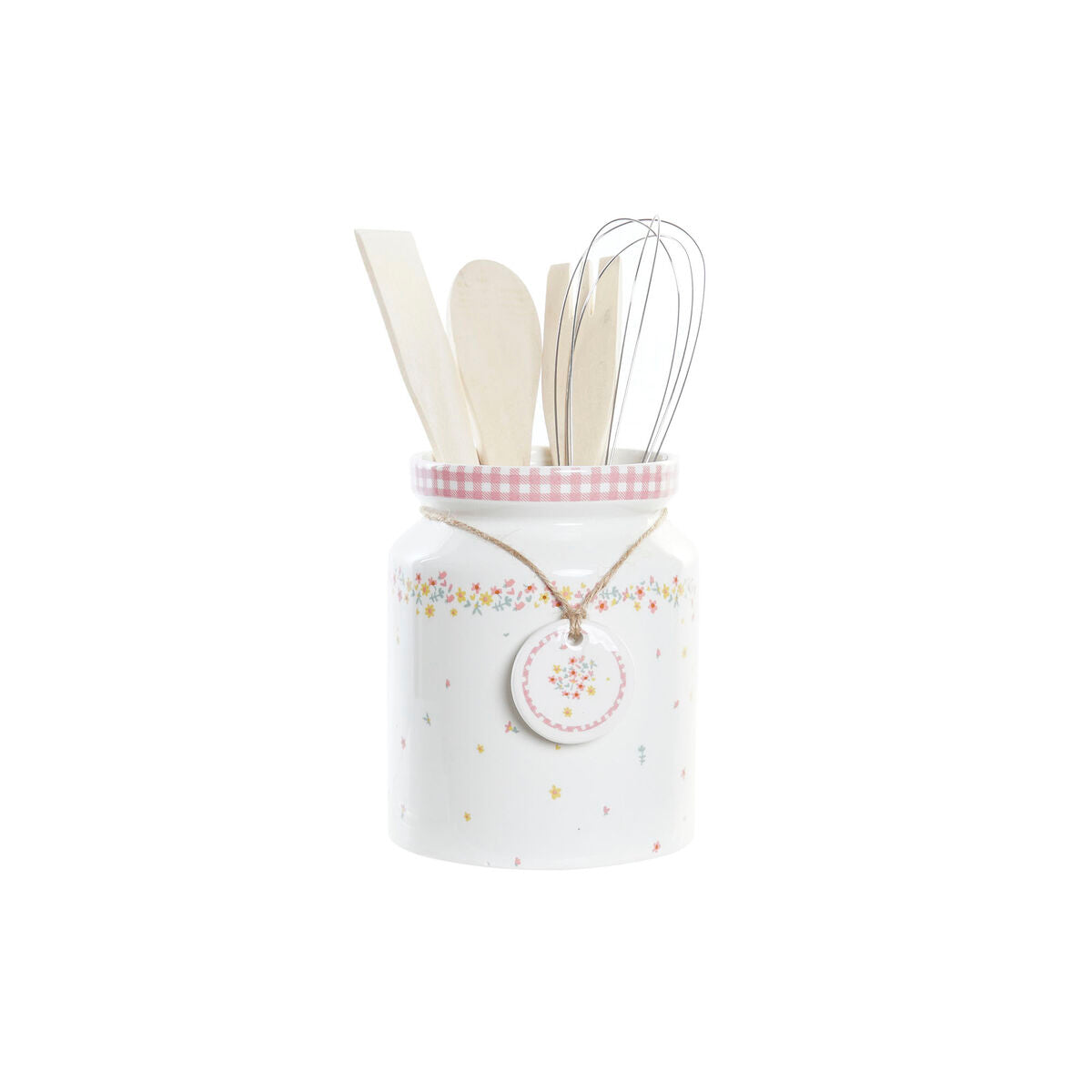 Set di Utensili da Cucina DKD Home Decor Fiori MDF Dolomite (1 L) (12 x 12 x 22 cm)