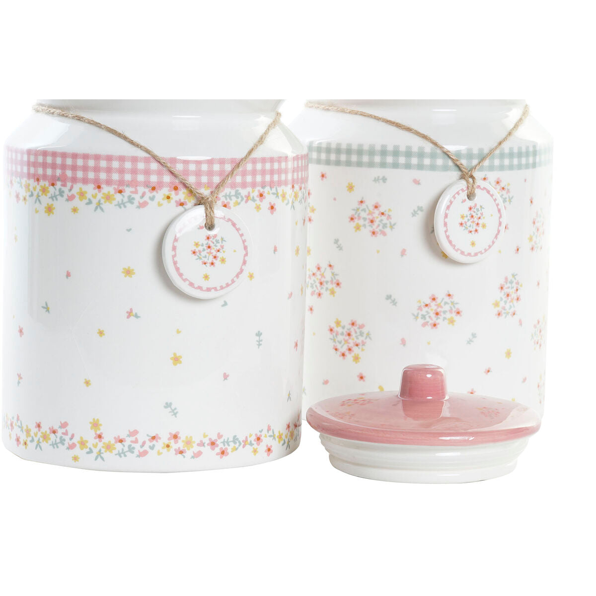 Barattolo DKD Home Decor Rosa Verde Dolomite Vichy (2,3 L) (2 Unità)