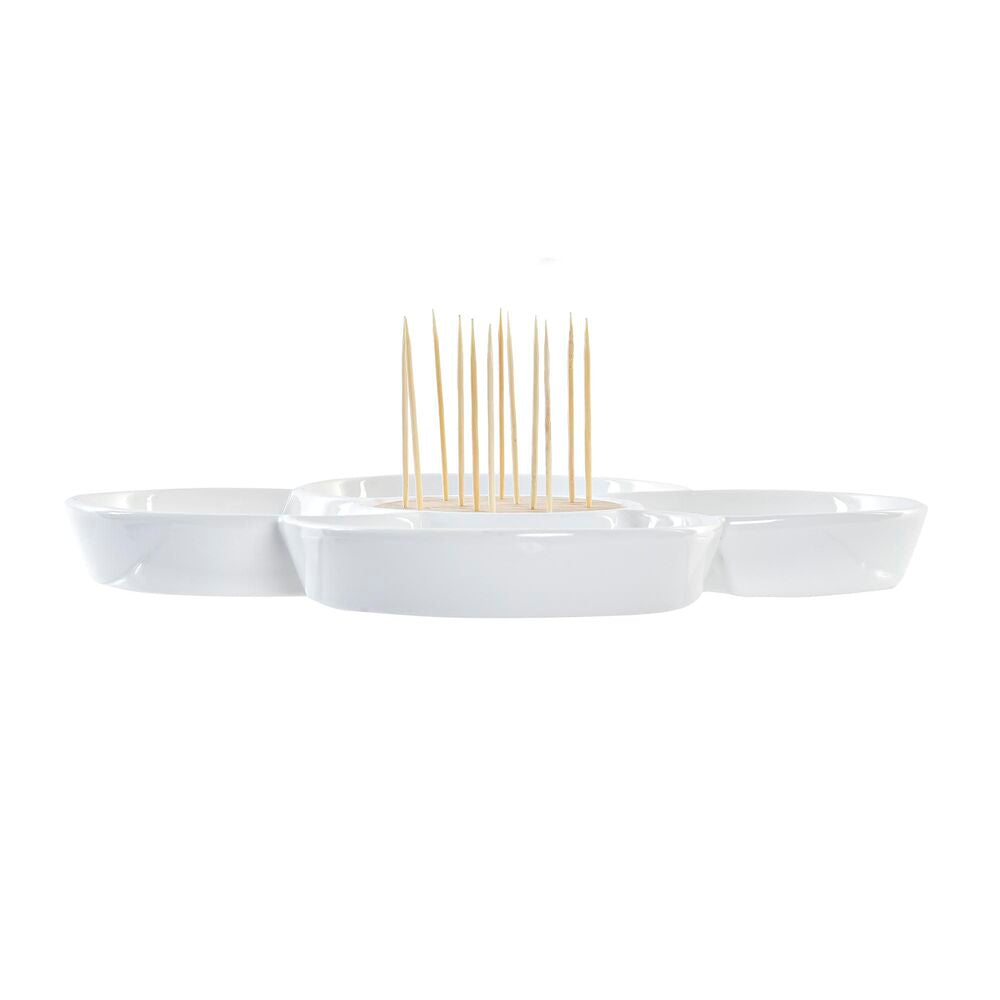 Vassoio per aperitivi DKD Home Decor Naturale Multicolore Bambù Gres Tropicale (22 x 22 x 7 cm)