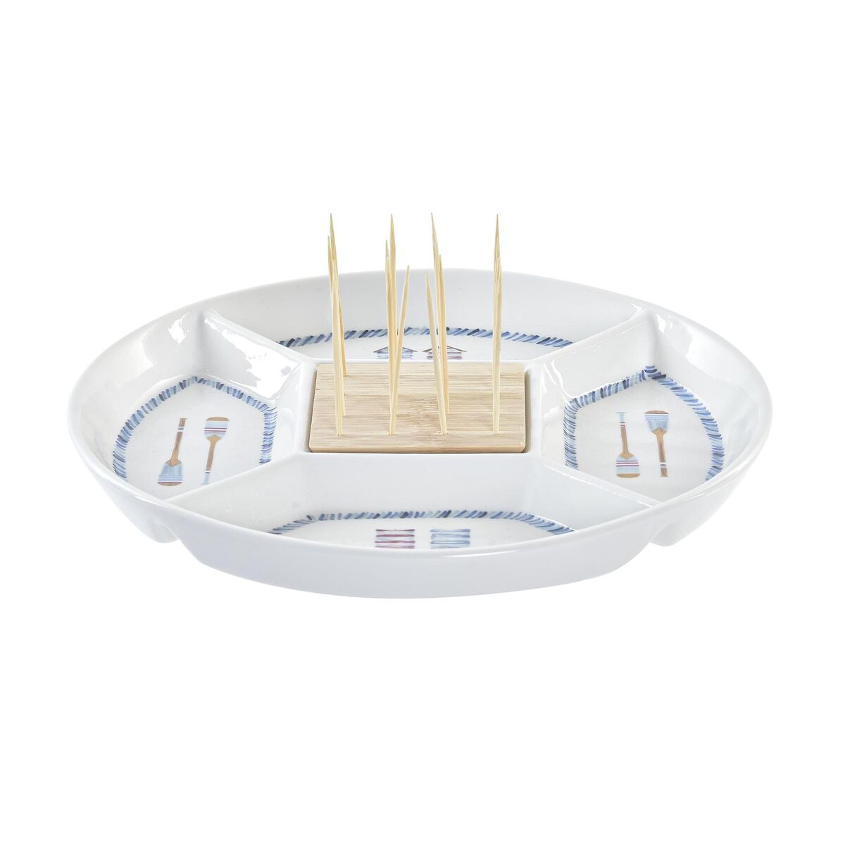 Vassoio per aperitivi DKD Home Decor Naturale Azzurro Bambù Gres (23,5 x 23,5 x 7 cm)