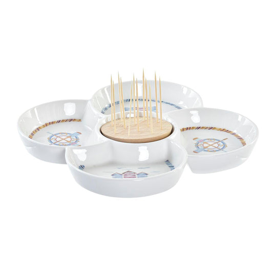 Vassoio per aperitivi DKD Home Decor Naturale Azzurro Bambù Gres (25 x 25 x 10 cm)