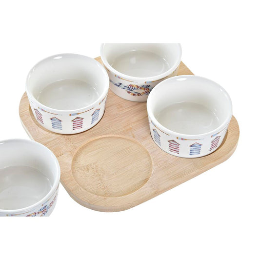 Set da Aperitivo DKD Home Decor Naturale Azzurro Bambù Gres (19,7 x 19,7 x 1 cm) (5 pcs)