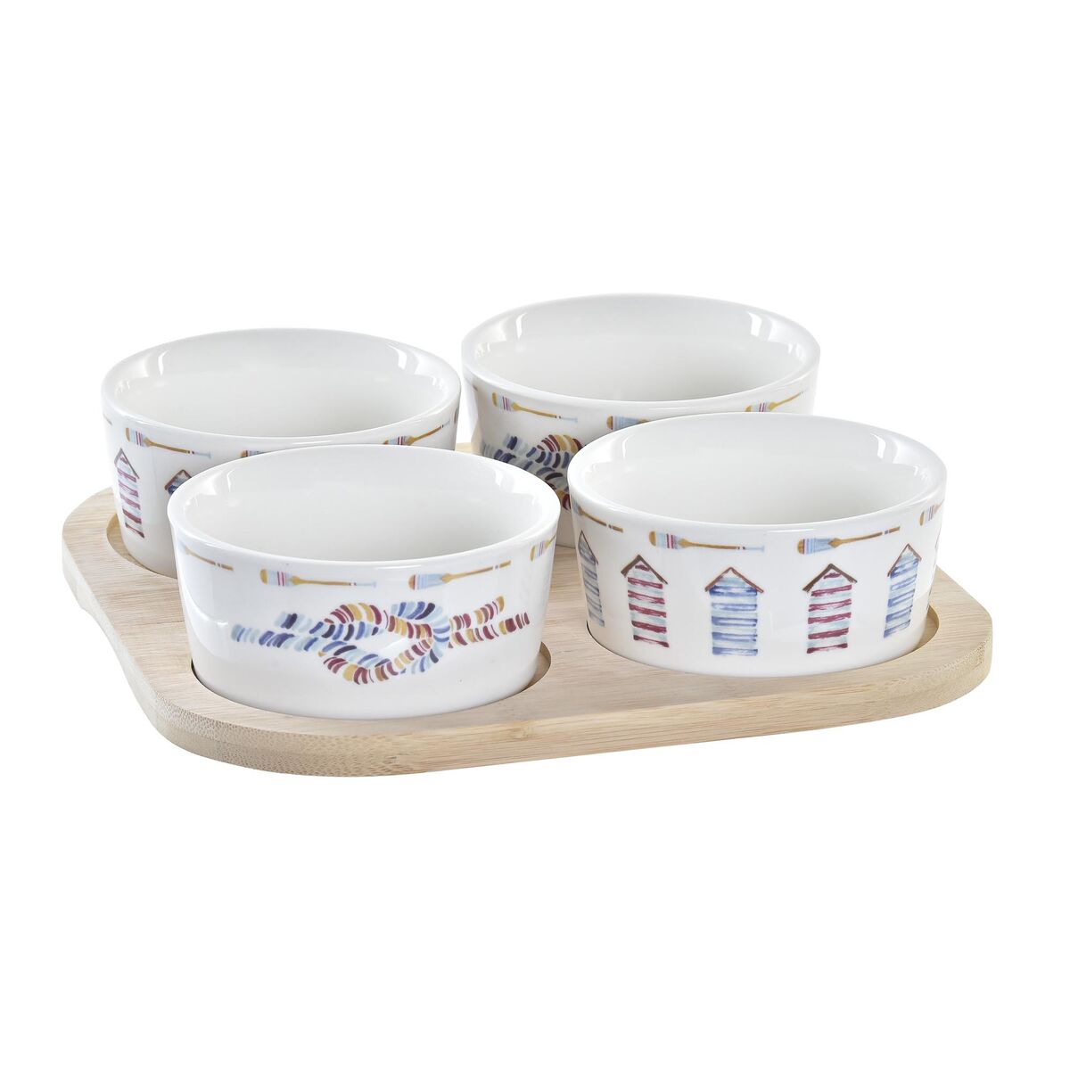 Set da Aperitivo DKD Home Decor Naturale Azzurro Bambù Gres (19,7 x 19,7 x 1 cm) (5 pcs)
