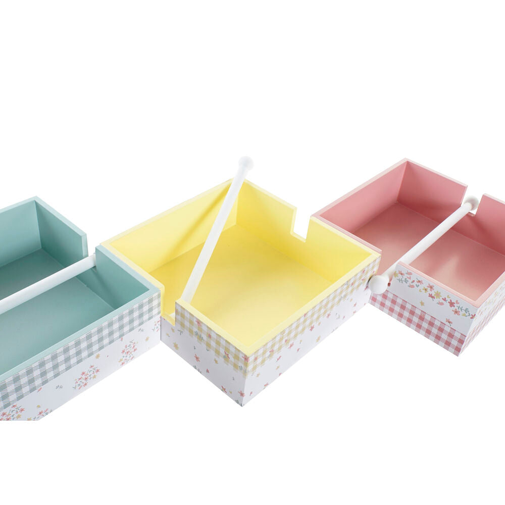 Portatovagliolo DKD Home Decor Vichy Sweet Metallo MDF (22 x 18 x 6 cm) (3 Unità)