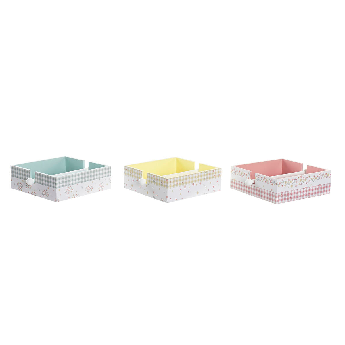 Portatovagliolo DKD Home Decor Vichy Sweet Metallo MDF (22 x 18 x 6 cm) (3 Unità)