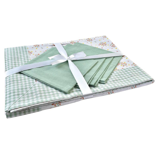 Biancheria da tavola DKD Home Decor Fiori Poliestere Cotone Verde (150 x 150 x 0,5 cm)