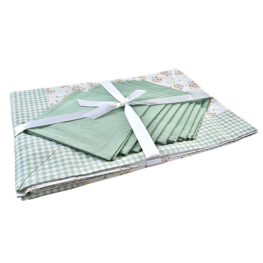 Biancheria da tavola DKD Home Decor Fiori Poliestere Cotone Verde (150 x 250 x 0,5 cm)