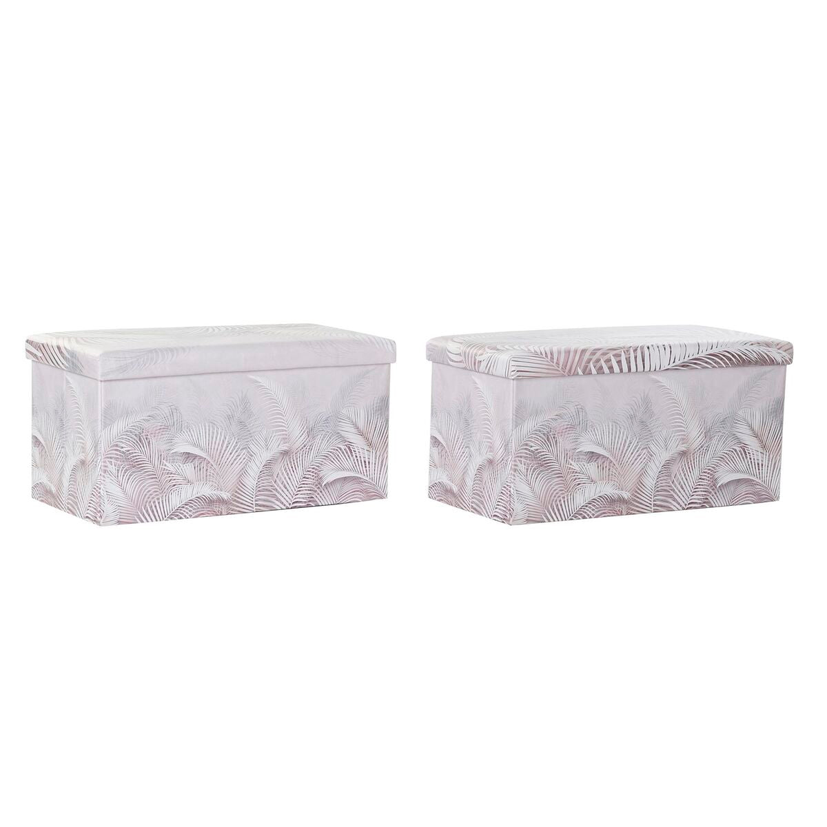 Scatola Multiuso DKD Home Decor Pieghevole Grigio PU Tropicale (71,5 x 35 x 36 cm) (2 Unità)
