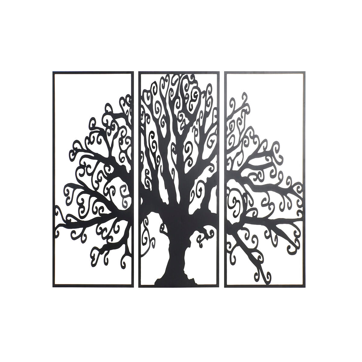 Decorazione da Parete DKD Home Decor 3 Unità Nero Albero Metallo (105 x 1,3 x 91 cm)