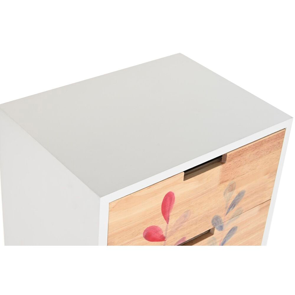 Cassettiera DKD Home Decor Naturale Legno d'albero della gomma Bianco Rosso Granato Legno di  paulownia (40 x 30 x 78 cm)