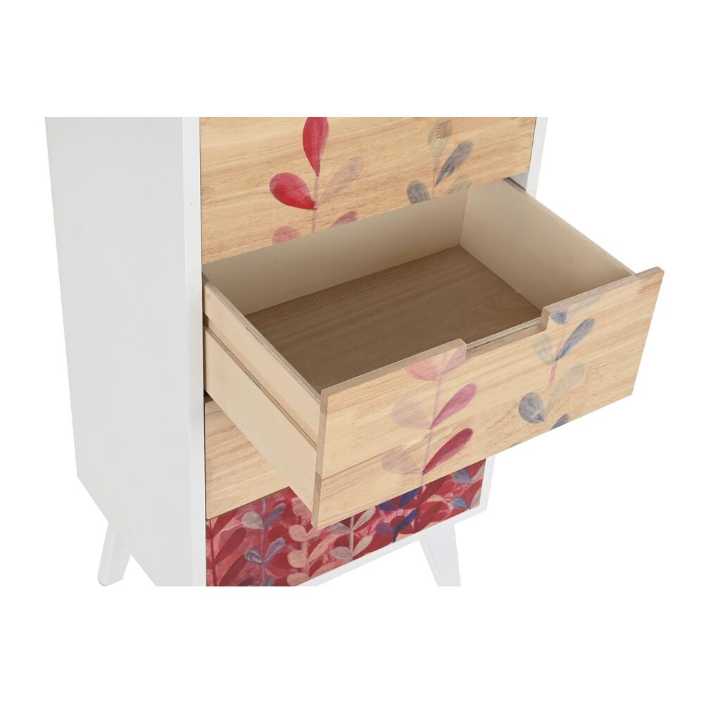 Cassettiera DKD Home Decor Naturale Legno d'albero della gomma Bianco Rosso Granato Legno di  paulownia (40 x 30 x 78 cm)