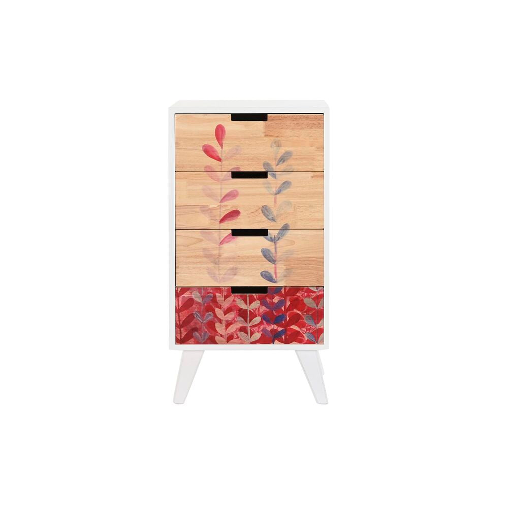 Cassettiera DKD Home Decor Naturale Legno d'albero della gomma Bianco Rosso Granato Legno di  paulownia (40 x 30 x 78 cm)
