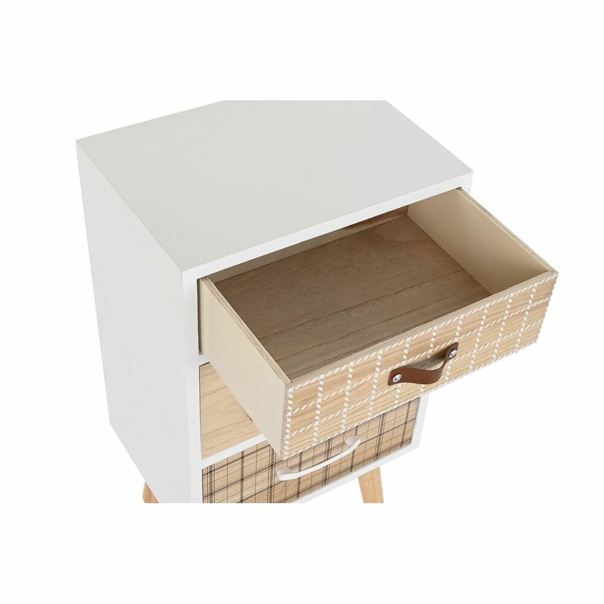 Comodino DKD Home Decor Naturale Bianco Caucciù Rosso Granato Legno di paulownia 40 x 30 x 48 cm