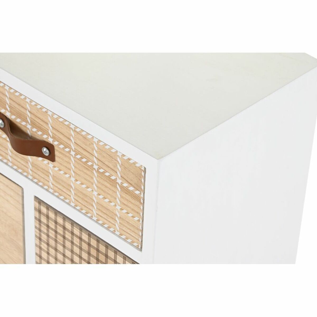 Comodino DKD Home Decor Naturale Bianco Caucciù Rosso Granato Legno di paulownia 40 x 30 x 48 cm