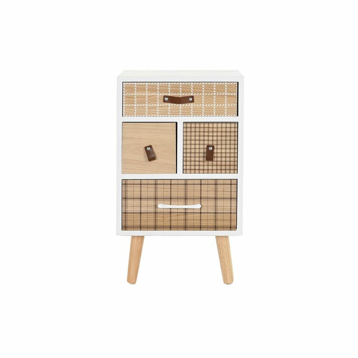 Comodino DKD Home Decor Naturale Bianco Caucciù Rosso Granato Legno di paulownia 40 x 30 x 48 cm
