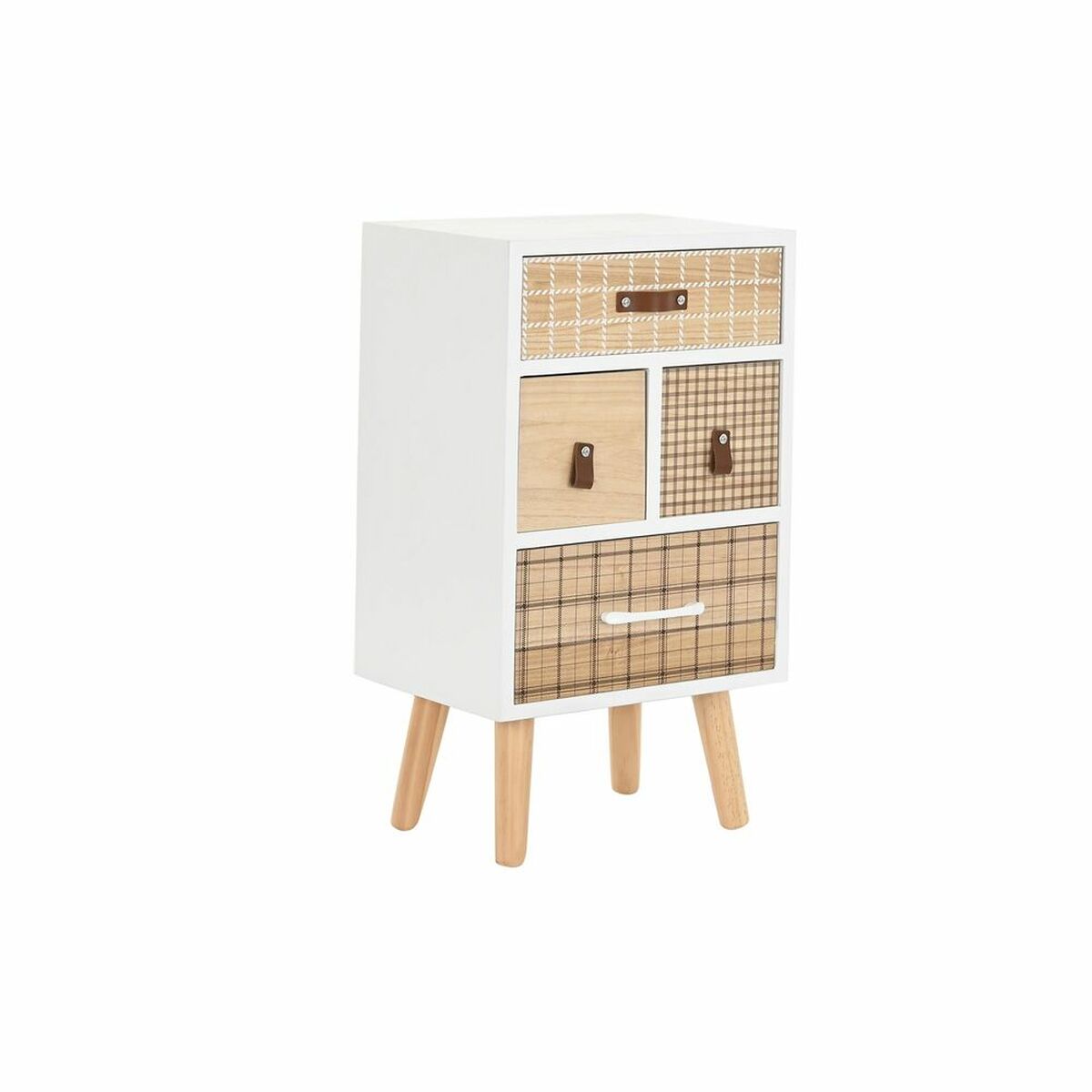 Comodino DKD Home Decor Naturale Bianco Caucciù Rosso Granato Legno di paulownia 40 x 30 x 48 cm