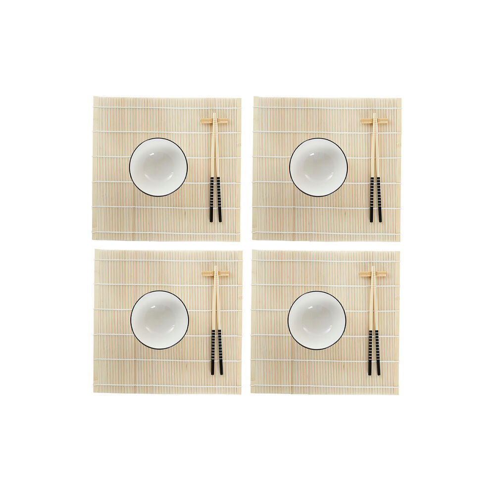 Set per Sushi DKD Home Decor Bianco Bambù Gres (14,5 x 14,5 x 31 cm)