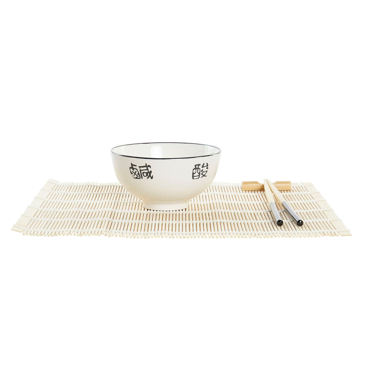 Set per Sushi DKD Home Decor Bianco Bambù Gres (14,5 x 14,5 x 31 cm)