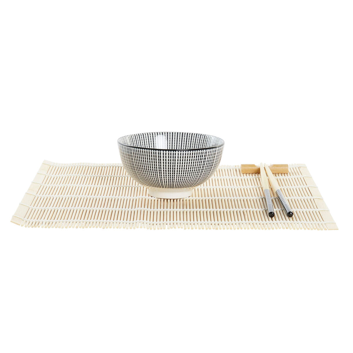 Set per Sushi DKD Home Decor Nero Bambù Gres (14,5 x 14,5 x 31 cm)