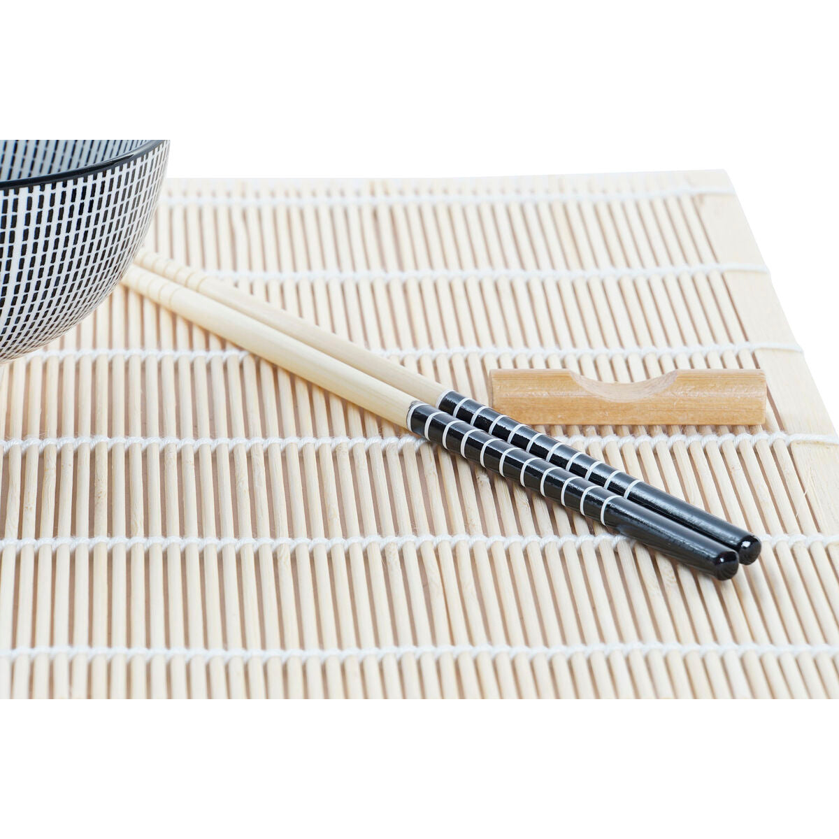 Set per Sushi DKD Home Decor Nero Bambù Gres (14,5 x 14,5 x 31 cm)