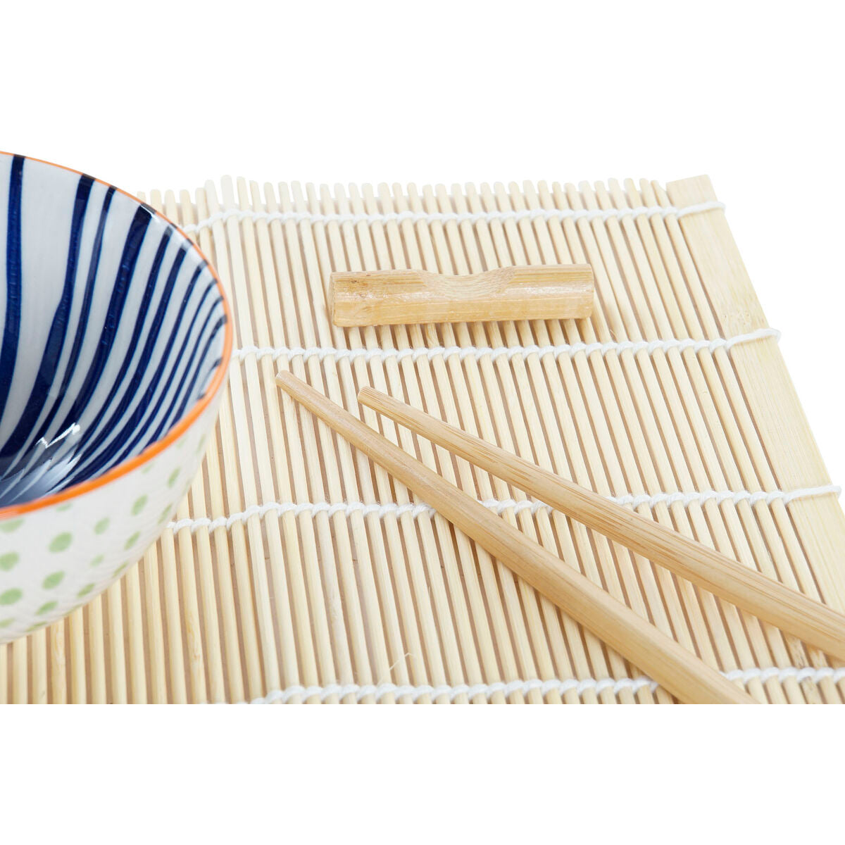 Set per Sushi DKD Home Decor Azzurro Bianco Bambù Gres (14,5 x 14,5 x 31 cm)