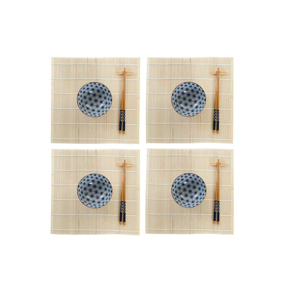 Set per Sushi DKD Home Decor Azzurro Bambù Gres (14,5 x 14,5 x 31 cm)